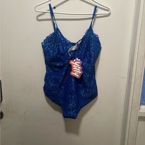 YITTY Vibrant Blue Lace Bodysuit‎